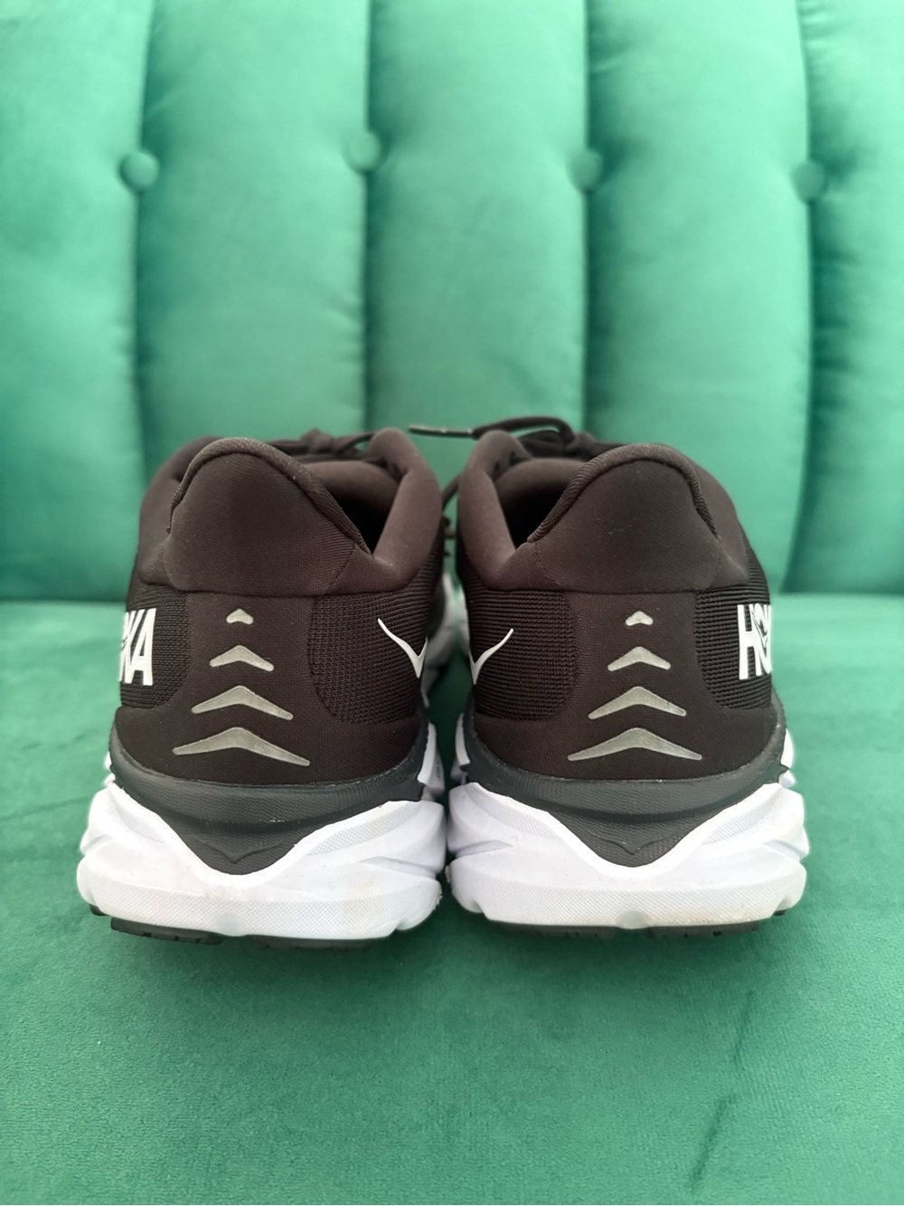 Hoka Women’s Black and White Plush-Cushion Running Sneakers - Picture 3 of 5